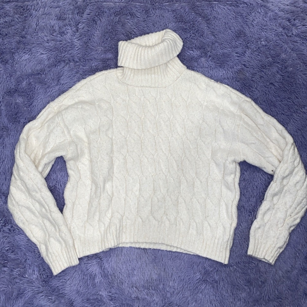 Pink Rose Womens Knitted Turtle Mock Neck‎ Sweater Blouse Top Sz Medium